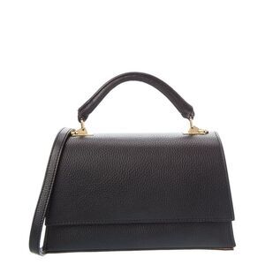 Italian Leather Top Handle Bag, Black